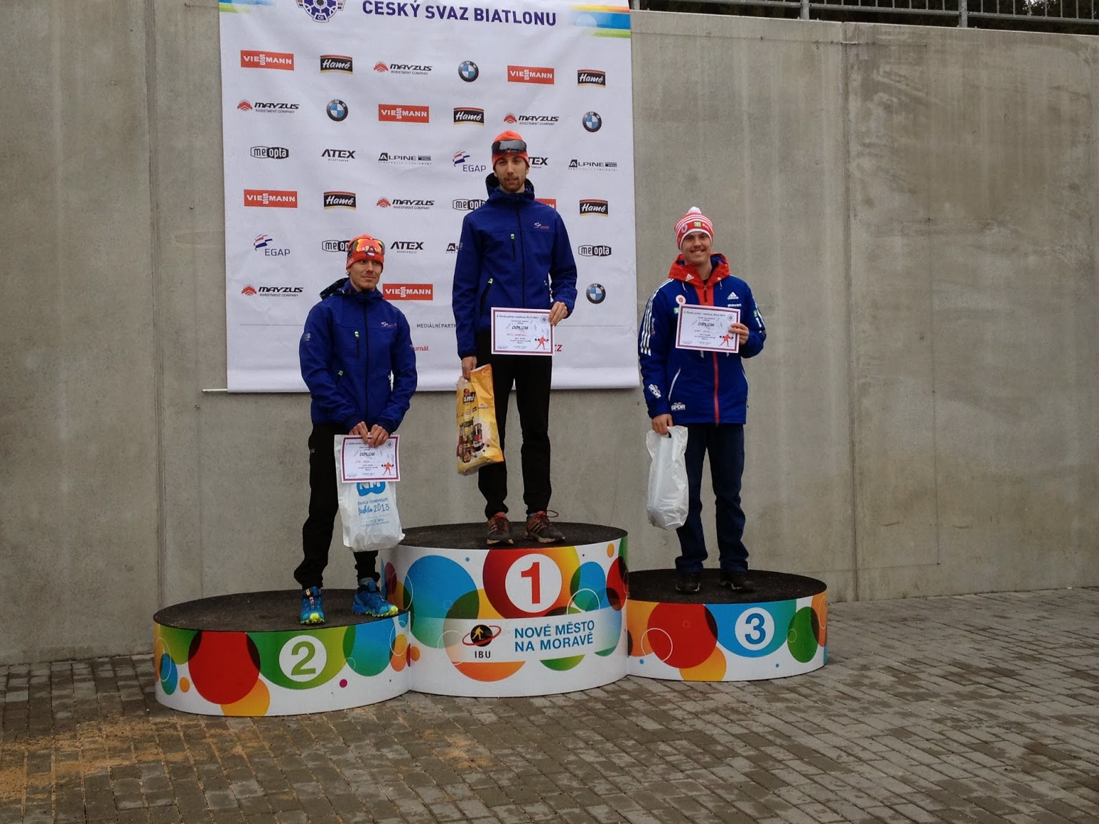 Casey Smith on the podium at a Czech Cup biathlon race in 2014. (Photo courtesy of Casey Smith)
