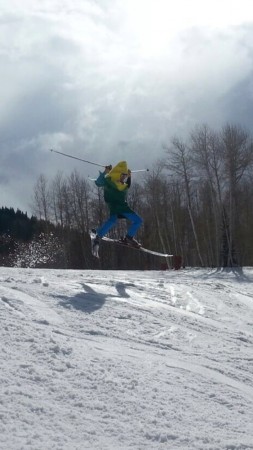 Sylvan Ellefson getting some "corn air" at Vail's Closing Day in late April. (Courtesy photo)