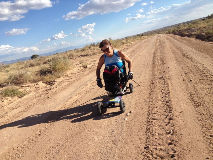 Colette Bourgonje doing some mountain-board work during a Canadian Para-Nordic Team training camp in Arizona two years ago. (Photo: Robin McKeever)