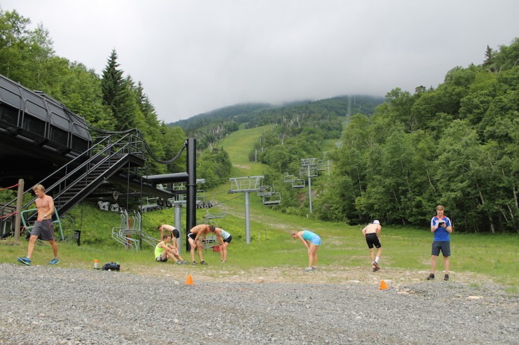 End of the Tim Burke Uphill Run Test at the US Biathlon Talent ID Recruiting Camp in Lake Placid.