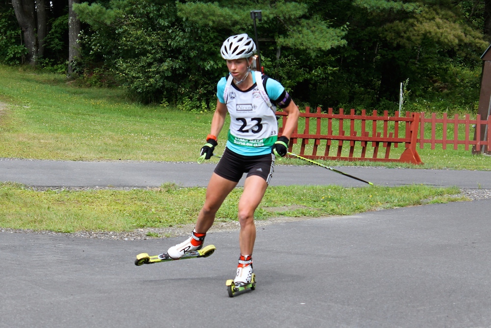 Annelies Cook during the 7.5 k sprint at the 2014 North American Rollerski Championships, also the first set of USBA World Cup trials, on Aug. 16 at the Ethan Allen Firing Range in Jericho, Vt.