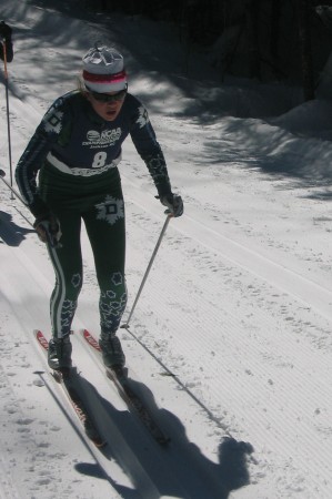 Studebaker racing to 11th place in the 15 k classic at 2007 Championships, which her Dartmouth College team won.
