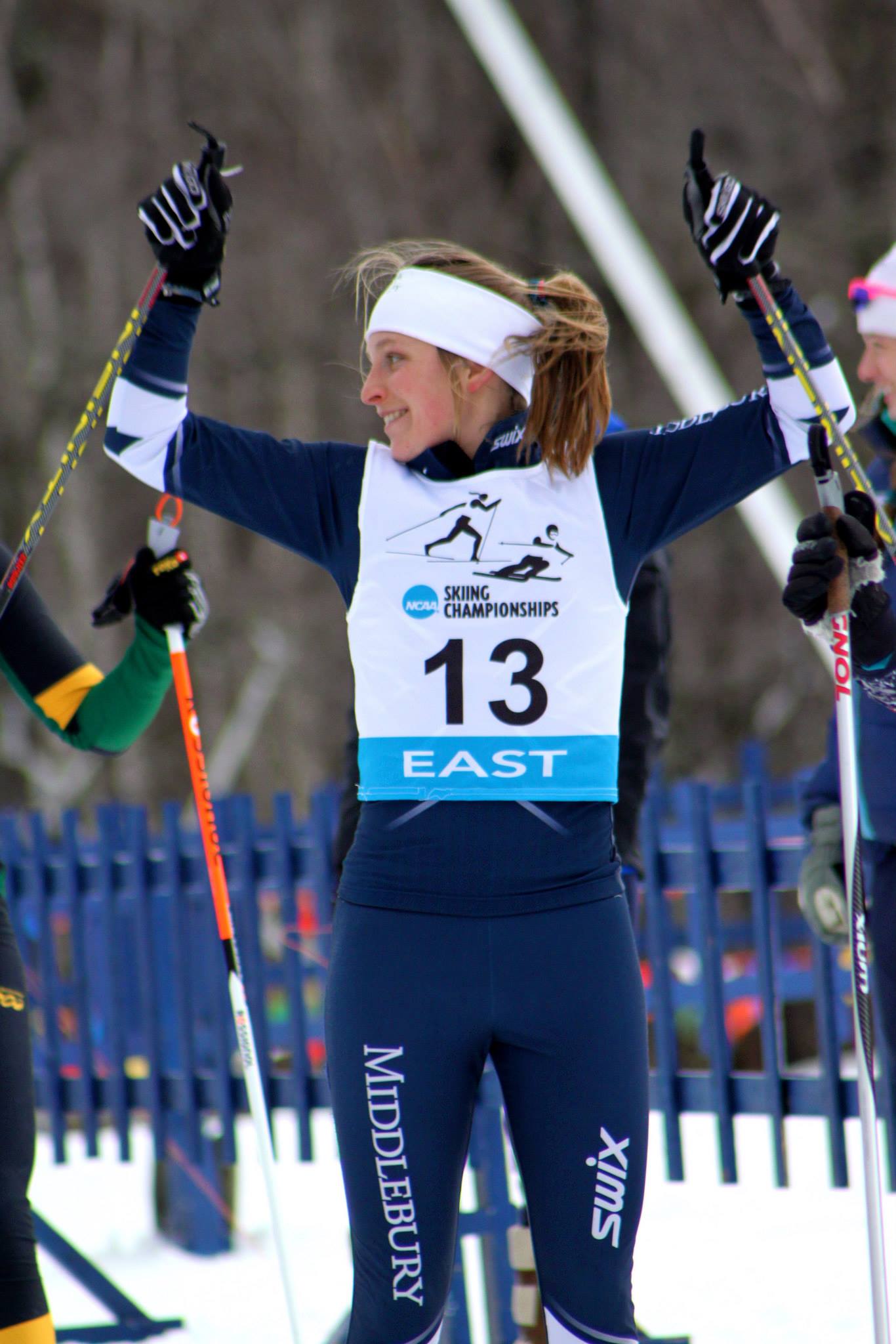 Emily Attwood celebrates after crossing the finish line at the 2014 EISA Championships in Ripton, Vermont. (Photo: Stella Holt)  