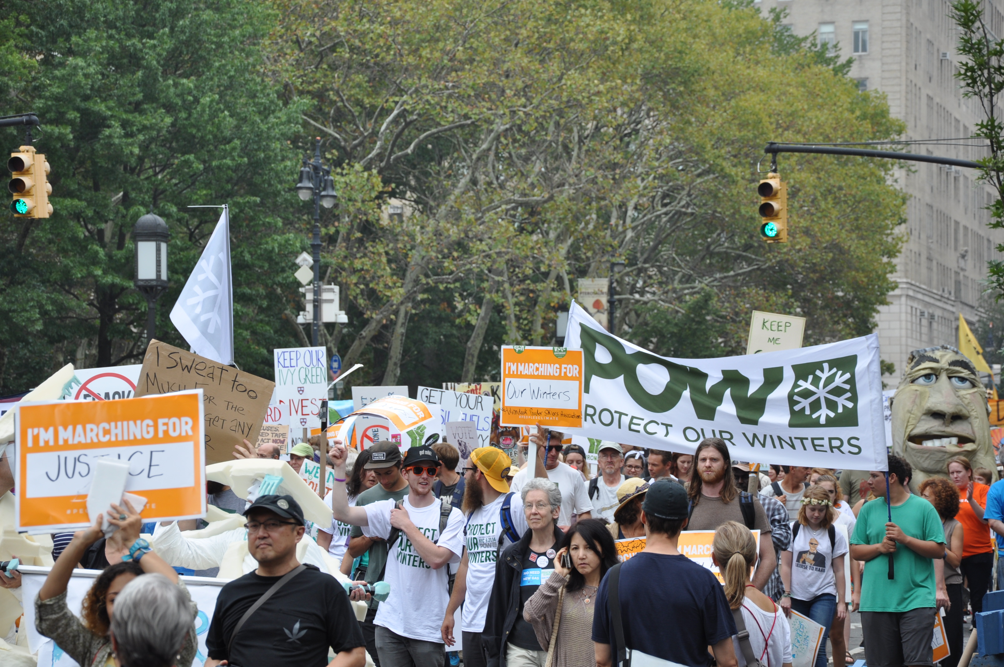 A group of activists with Protect Our Winters marches in the 2014 People's Climate March in New York City. (Photo: Protect Our Winters) 