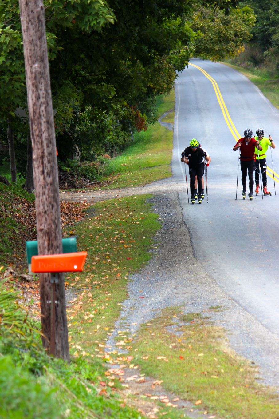 The SMS T2 men partake in 100 k Ski-A-Thon on Sept. 20, 2014. The event serves both as a fundraiser and an over-distance workout. (Photo: SMST2 Blog)