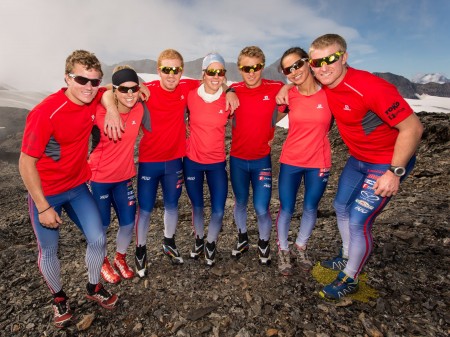 Last season's Gold Team, with former skiers Sinnott (third from r) Chelsea Holmes (now at APU, second from r), and Rose Kemp (retired). (Photo: Facebook/SVSEF Gold Team) https://www.facebook.com/SVSEFXCGold