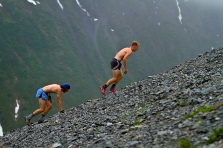 Eric Strabel is chased by Wylie Mangelsdorf during the 2013 Mt. Marathon race. Photo courtesy Todd List Photography.