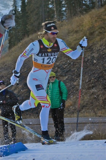 Devon Kershaw in the Frozen Thunder classic sprint on Oct. 24 in Canmore, Alberta. He went on to win the 10.8 k freestyle race there on Oct. 27. (Photo: Angus Cockney)