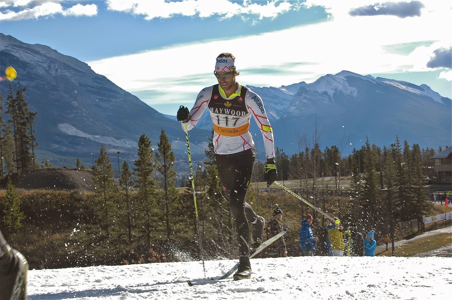 Lenny Valjas racing at Frozen Thunder in Canmore earlier this season. Photo: Angus Cockney.