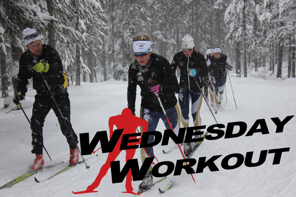 MSU assistant coach Tim skis alongside his athletes during an interval as part of this week's Wednesday Workout. 