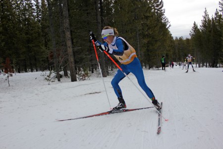 Rosie Brennan (APU) took the lead in the first of two laps and held on to win the women's 10 k individual start freestyle in West Yellowstone, Mont.  