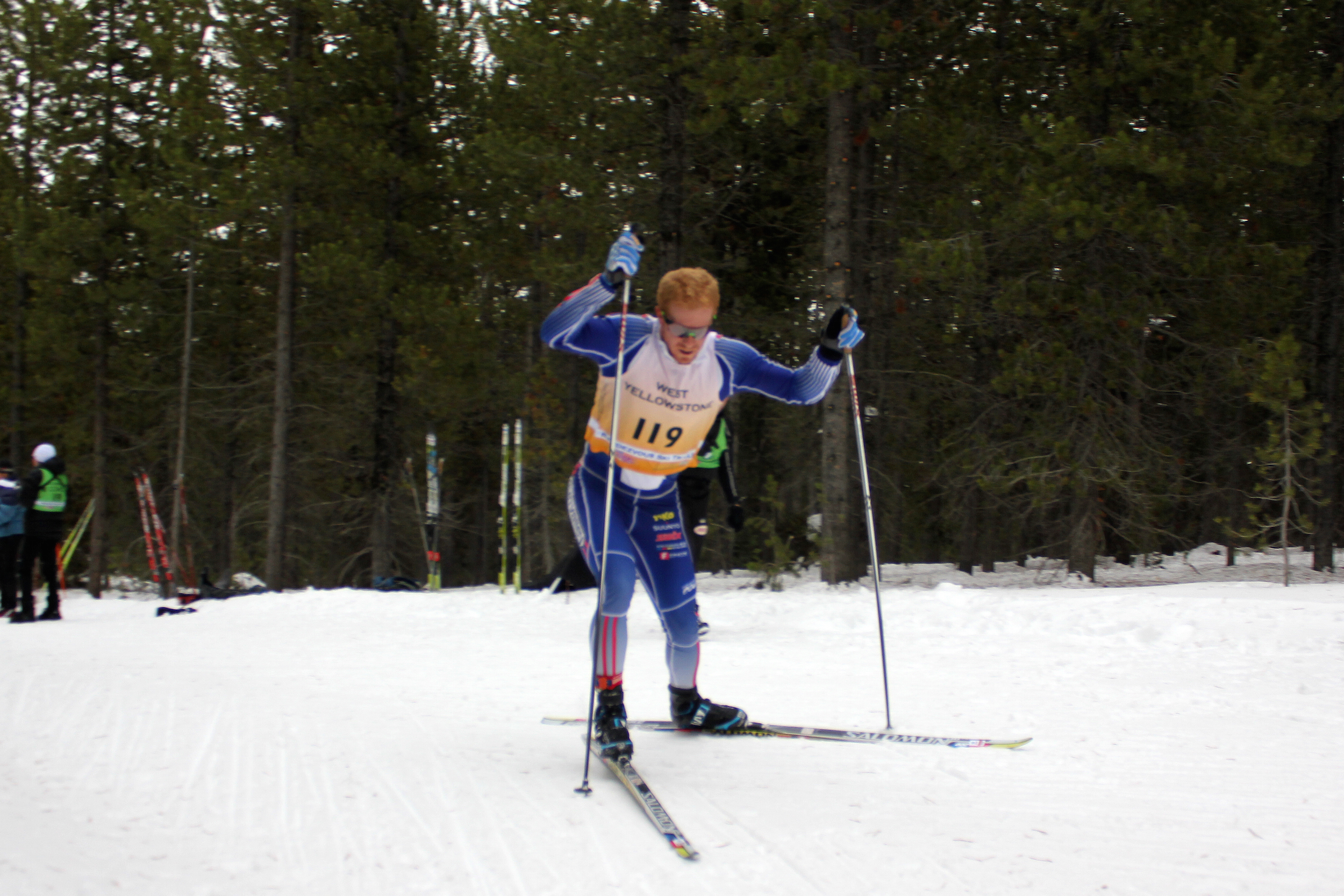 Matt Gelso (SVSEF) en route to a 9.6 second win over Brian Gregg (Team Gregg/Madshus) in Saturday's 15 k freestyle in West Yellowstone, Mont.