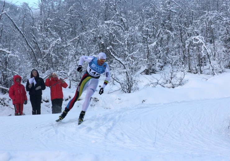 Petter Northug (Norway) on his was to 23rd in the FIS 10 k skate race on Saturday in Beitostølen, Norway. He finished more than a minute behind winner Martin Sundby.