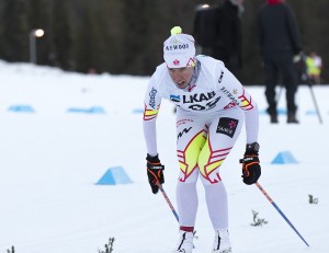 Canada's Perianne Jones en route to the 1.2 k classic sprint victory at an opening FIS race in Gallivare, Sweden. (Photo: SportEventGallivare) 