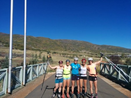 RMR girls after a time trial at Soldier Hollow last month (from left to right): Andrea Dupont, Emma Camicioli, Maya MacIsaac-Jones, Ember Large, and Olivia Bouffard-Nesbitt. (Photo: Ember Large)