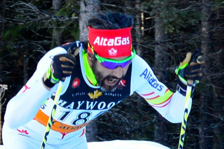 Multiple-time Paralympic gold medalist, Brian McKeever races to 13th in the Rossland NorAm 11 k classic on Dec. 13. (Photo: FRESH cafe & apres/Facebook)