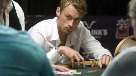 Petter Northug stares down his poker competitors just like he does on the ski trails.