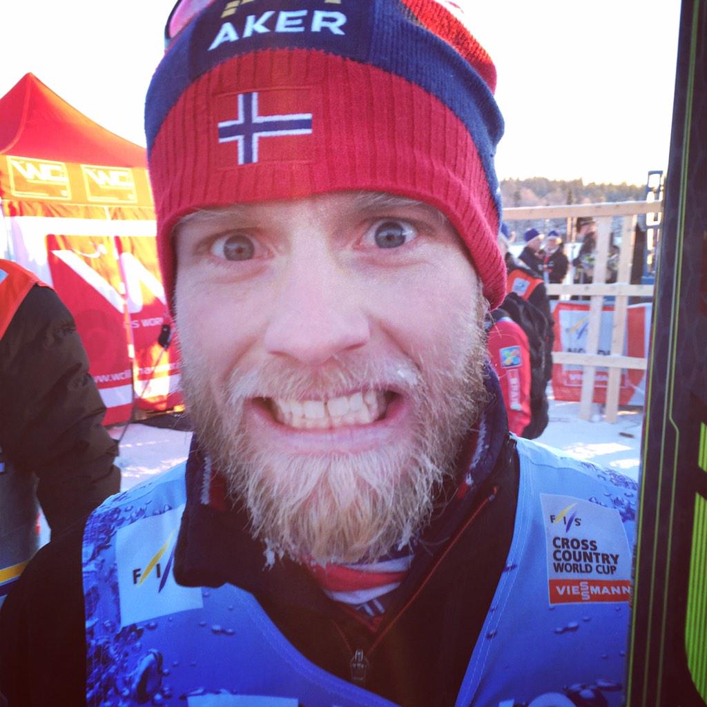 Martin Johnsrud Sundby (Norway) shows his happy face after winning the men's 10 k freestyle at the Lillehammer World Cup mini tour on Saturday in Norway. (Photo: FIS Cross Country/Twitter)