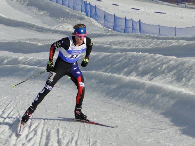 Ben Berend racing to 23rd on Day 1 of the Nordic Combined Continental Cup in Park City, Utah. (Photo: Craig Ward)