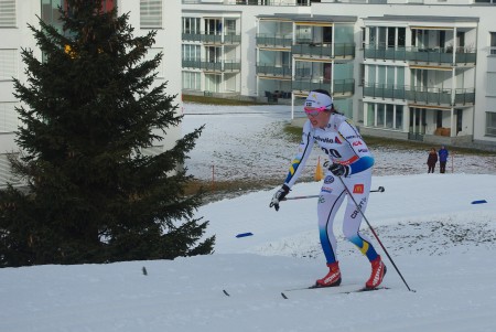 Sofia Henriksson (SWE), racing to ninth in the Davos World Cup 10 k classic in Switzerland in December 2014.