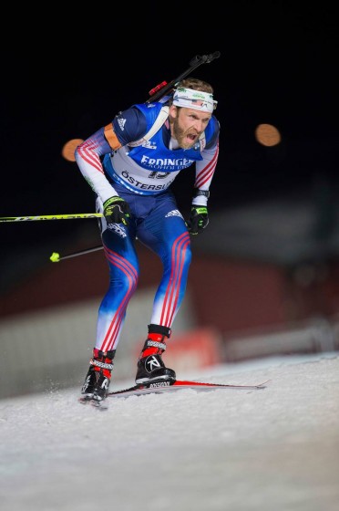 Lowell Bailey (US Biathlon) racing to 20th on Wednesday in his first individual World Cup of the season: the 20 k in Östersund, Sweden. (Photo: USBA/NordicFocus)