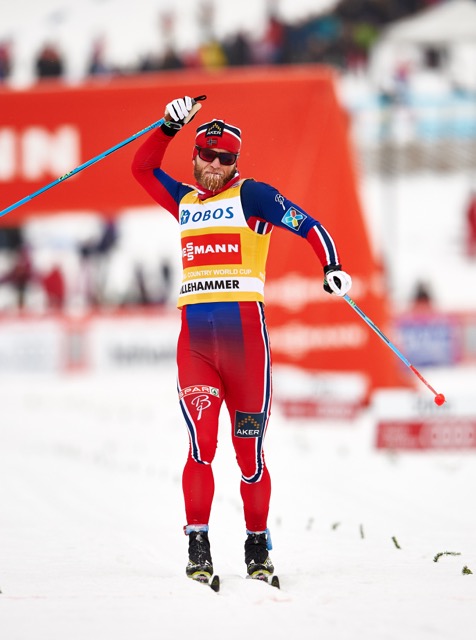 A pumped Martin Johnsrud Sundby (Norway) after winning the men's 15 k classic pursuit for the overall Lillehammer mini-tour title on Sunday in Norway. (Photo: Fischer/NordicFocus)