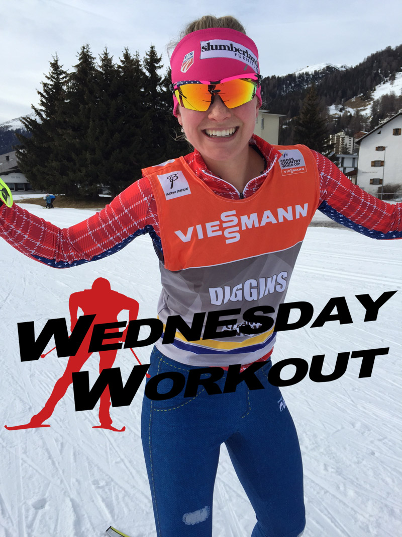 Jessie Diggins (U.S. Ski Team) on her prologue-race prep day about a week ago in Davos, Switzerland. (Courtesy photo)
