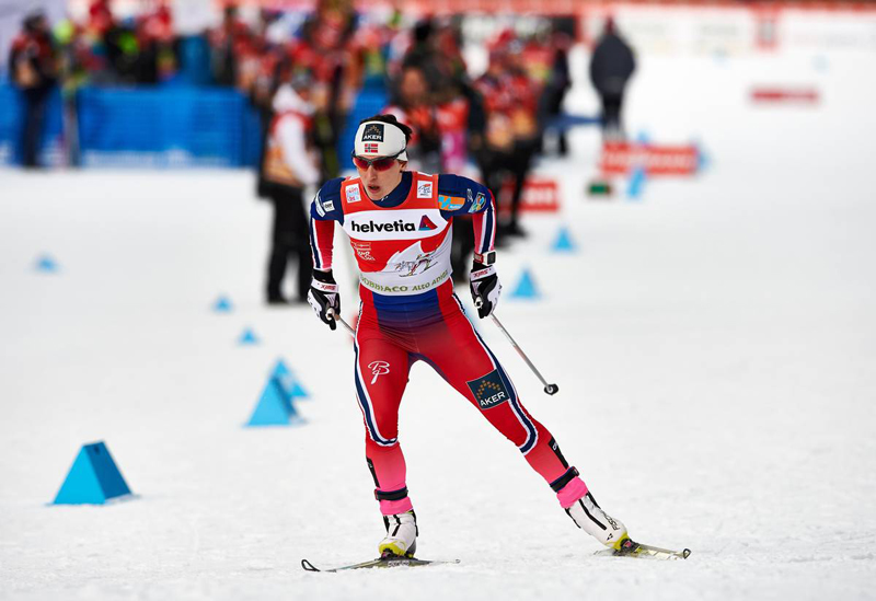 Marit Bjoergen (NOR) unchallenged in yet another Tour de Ski stage.  (photo: Fischer / Nordic Focus)