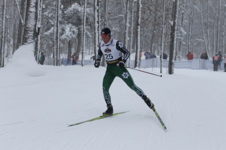 Paddy Caldwell (Dartmouth/SMST2/U.S. Ski Team) racing to third in the men's 15 k freestyle individual start at U.S. nationals in Houghton, Mich., for his first-ever podium (and top 15) at senior nationals.