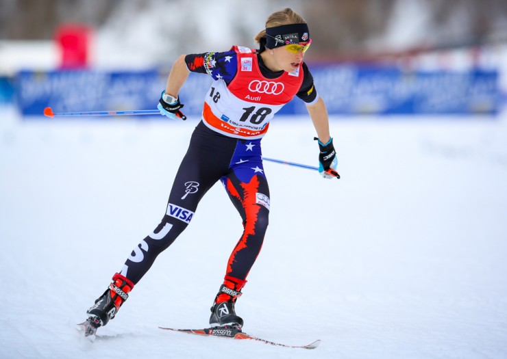Liz Stephen races in Saturday's Tour de Ski 3.3 k prologue in Oberstdorf, Germany (Photo: Marcel Hilger)