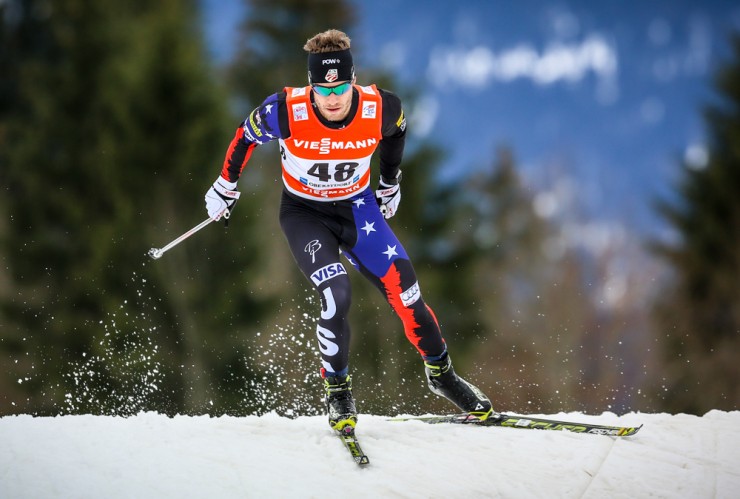 Simi Hamilton placed 11th overall in Saturday's World Cup classic sprint in Östersund, Sweden after falling during his semifinal heat and taking sixth. Here he is pictured en route to his first distance points ever in World Cup competition in Oberstdorf, Germany. (Photo: Marcel Hilger) 