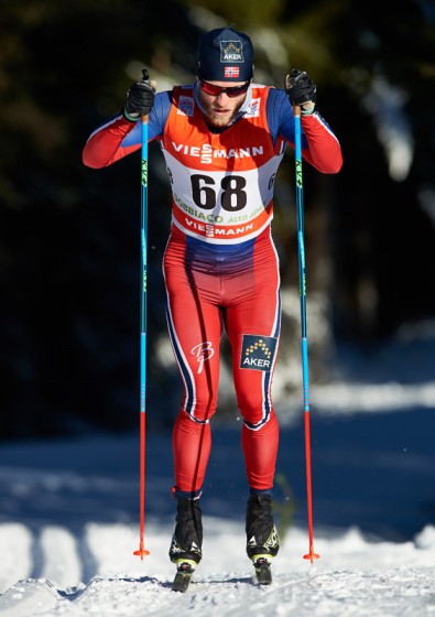 Norway's Martin Johnsrud Sundby racing to third in Wednesday's 10 k classic, the fourth stage of the Tour de Ski in Toblach, Italy. (Photo: Fischer/Nordic Focus)