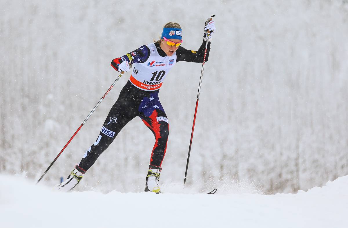 Sadie Bjornsen skied to her second-best World Cup sprint result in Saturday's 1.3 k freestyle sprint in Rybinsk, Russia. (Photo: Fischer/Nordic Focus)