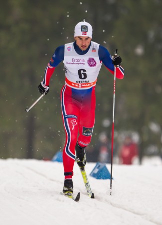 Norway's Tomas Northug in Saturday's 1.5 k classic-sprint qualifier, in which he advanced in seventh and went on to win the final for his first World Cup win in Otepää, Estonia. (Photo: Fischer/NordicFocus)