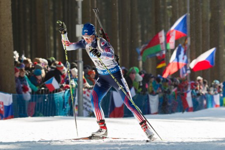 Anneiles Cook took 28th in the IBU World Cup 7.5 k sprint, earning her third-best World Cup sprint result ever (Photo: U.S. Biathlon/Nordic Focus)