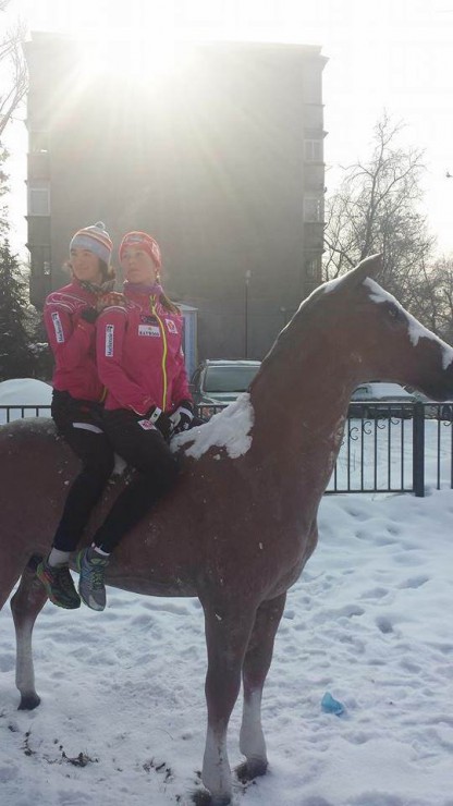 Olivia Bouffard-Nesbitt and Rocky Mountain Racers teammate Maya MacIsaac-Jones enjoy a nice outing on their first day in Almaty, Kazakhstan, where both raced at U23 and Junior World Championships, respectively. (Photo: Annah Hanthorn)