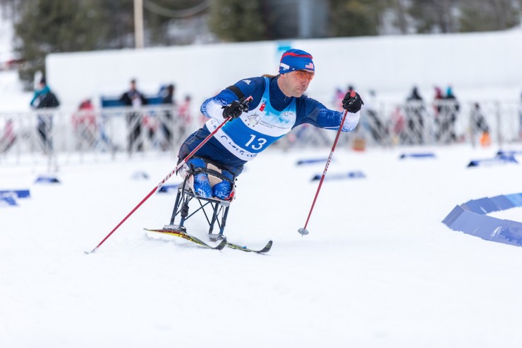 Andy Soule navigates a turn  during one of his six individual races at 2015 IPC World Championships in late January in Cable, Wis. Soule medaled in five of those events. (Photo: James Netz)