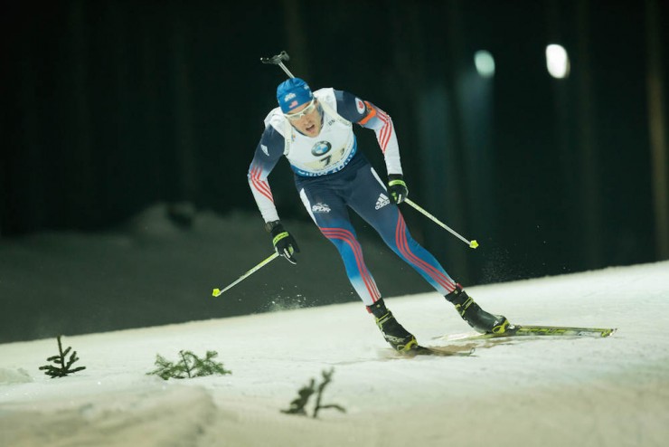 Leif Nordgren (US Biathlon) raced the third leg of Friday's IBU World Cup mixed relay to put his team in fourth heading into the final exchange in Nove Mesto, Czech Republic. The U.S. ended up seventh. (Photo: USBA/NordicFocus)