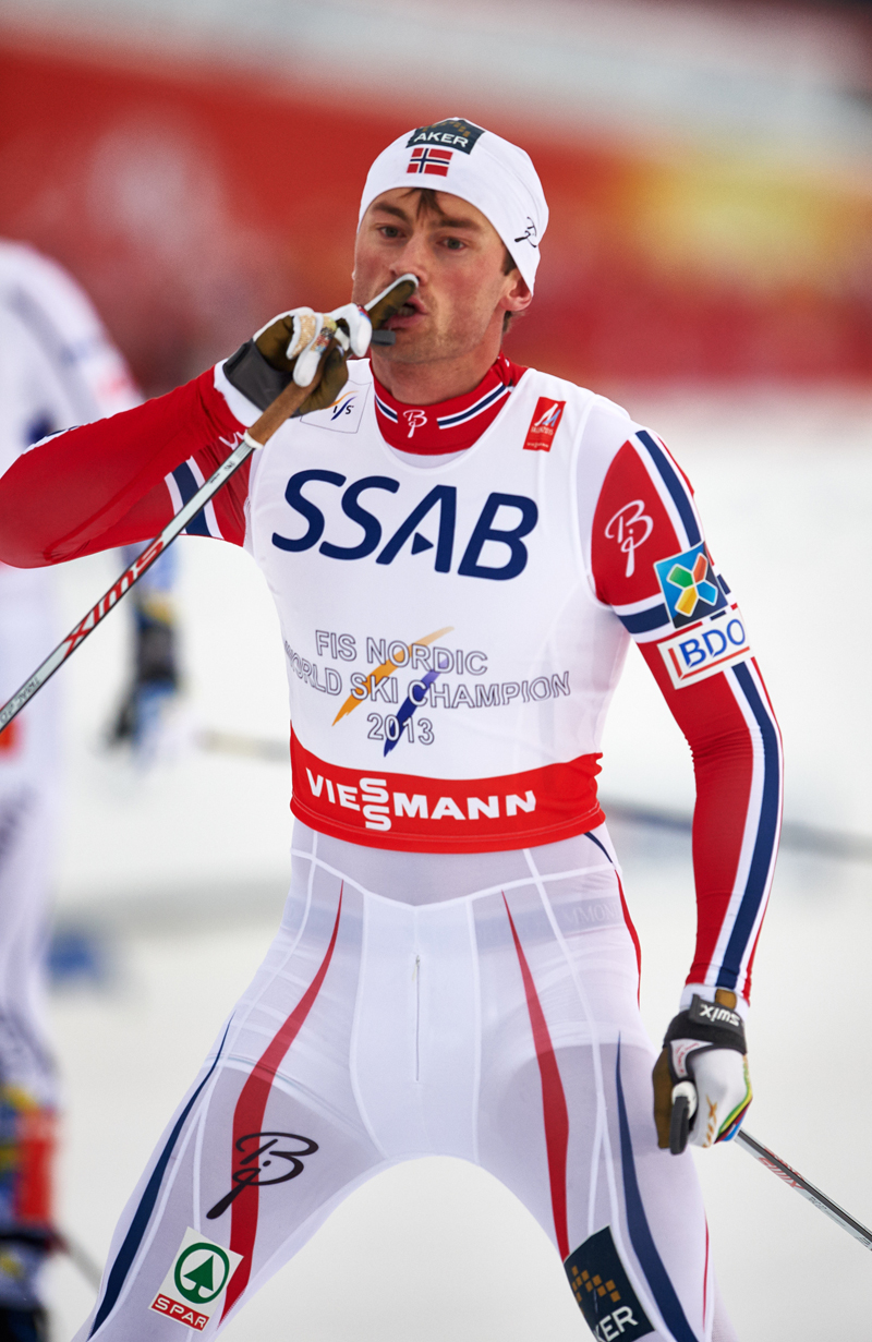 Petter Northug anchoring the Norwegian men's relay to gold at the 2015 World Championships in Falun, Sweden. As of Sept. 14, 2015, Northug is no longer part of the Norwegian team and will not be able to compete on the World Cup or Tour de Ski this season. (Photo: Fischer/NordicFocus)