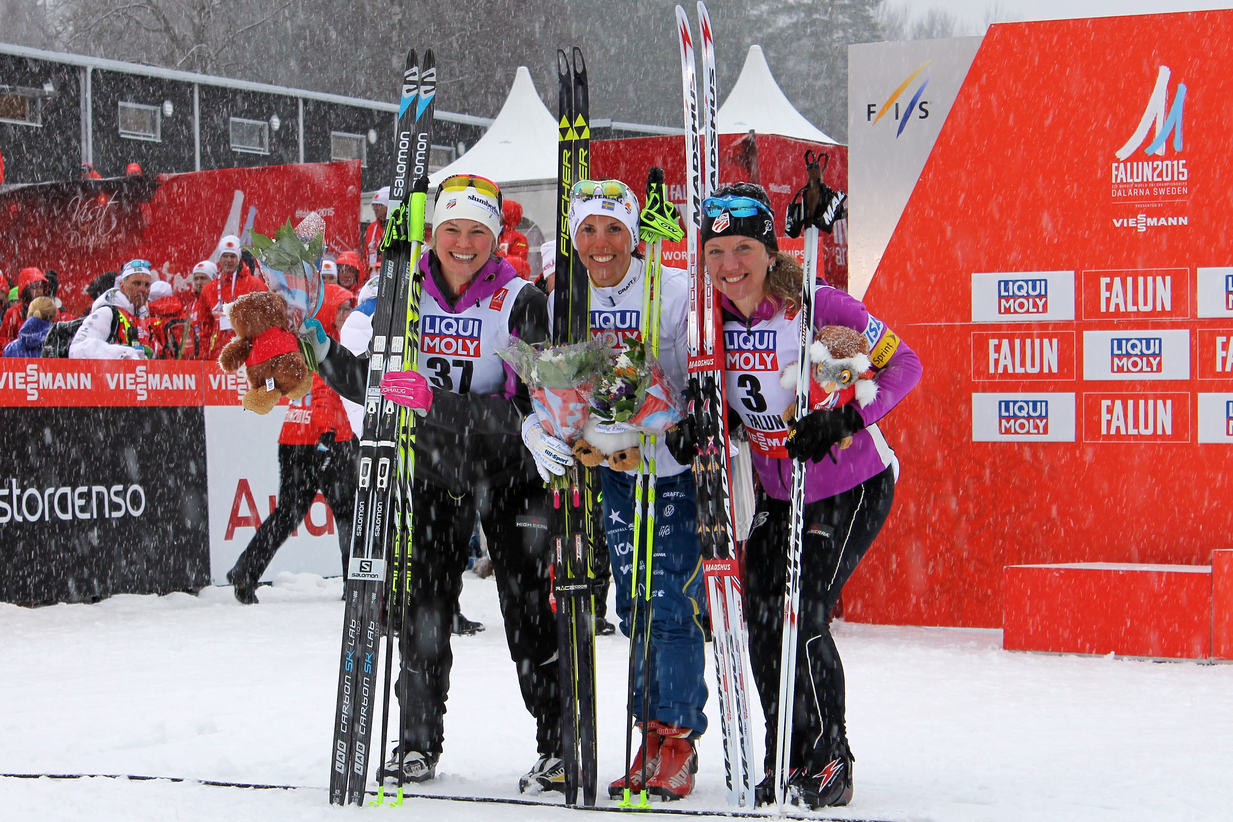 Six different U.S. women, including Jessie Diggins (l), ended the season ranked in the top 30 of the World Cup standings for either sprinting, distance skiing, or in some cases both, which is a record number. Caitlin Gregg (r) didn't get in the Red Group, but she did get a World Championships bronze medal. As a team, the U.S. women ranked sixth in the 2014-2015 season.