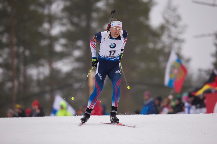 American Lowell Bailey skiing to 36th in Sunday's 12.5 k pursuit. (Photo: USBA/NordicFocus)