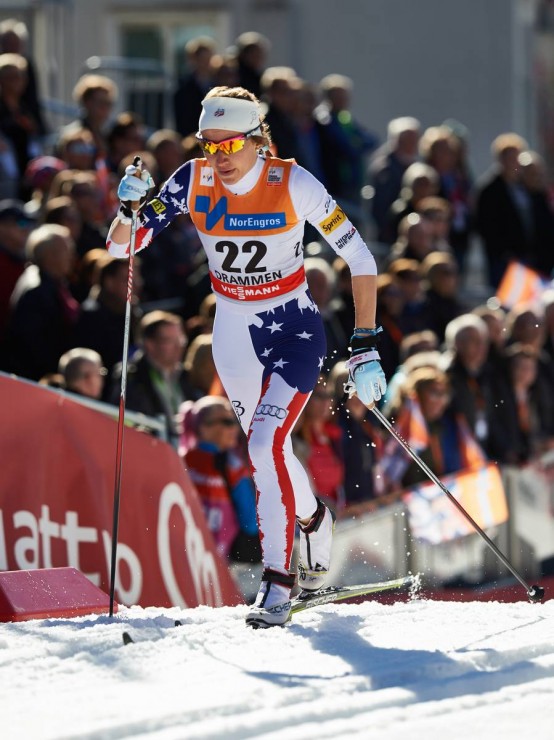 American Sophie Caldwell placed 35th in qualifying in Wednesday's World Cup freestyle sprint in Drammen, Norway. (Photo: Fischer/Nordic Focus)