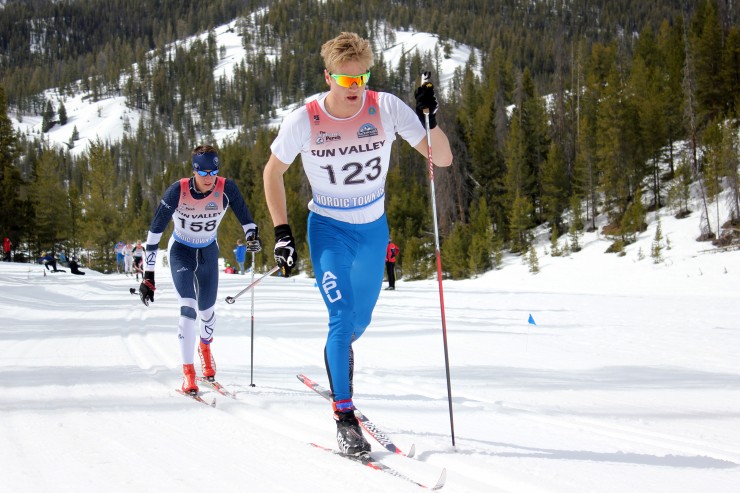 Erik Bjornsen en route to his 58.5 second victory in the 15 k classic at the 2015 SuperTour Finals in Sun Valley, Idaho. 