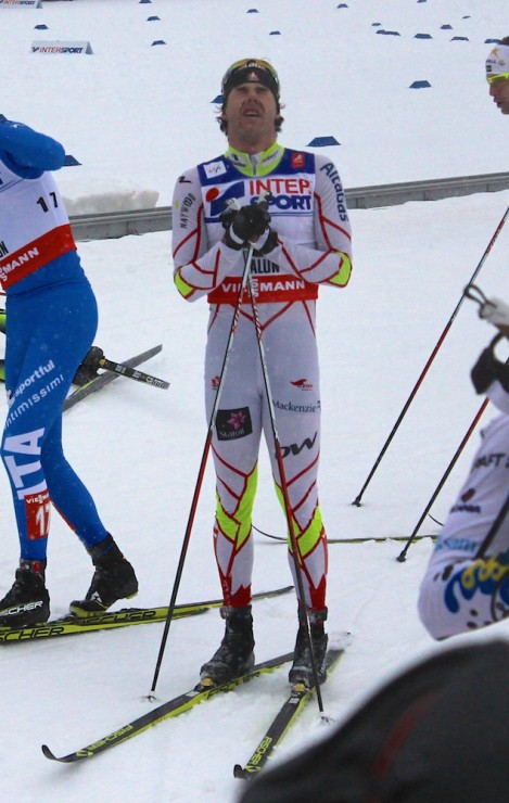 Canada's Alex Harvey after finishing fifth in the 50 k classic mass start at 2015 World Championships in Falun, Sweden.