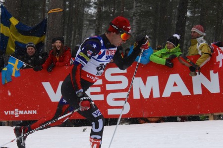 Noah Hoffman (U.S. Ski Team) racing at 2015 World Championships in Falun, Sweden.