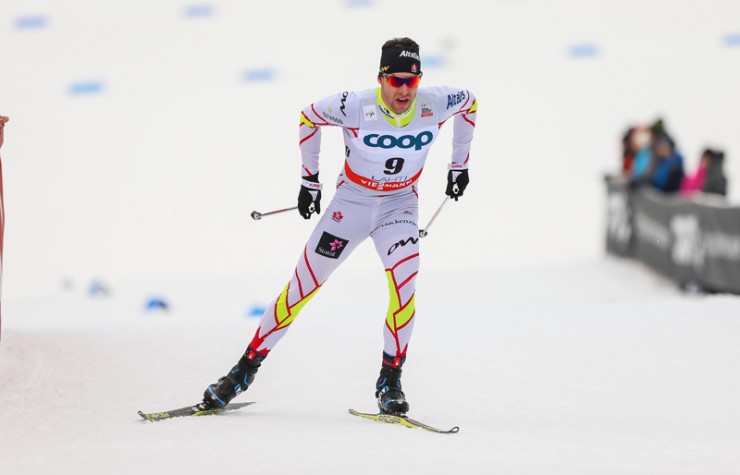 Canada's Alex Harvey finished 17th in the World Cup 15 k freestyle individual start in Lahti, Finland, 35.7 seconds off the pace of winner Francesco de Fabiani of Italy. Here is is pictured in Saturday's individual sprint qualifier in Lahti, where he placed 63rd. (Photo: Fischer/NordicFocus) 