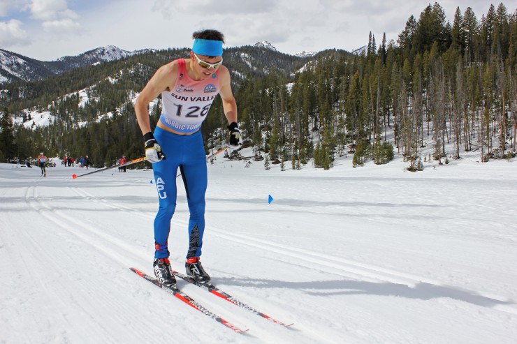 Lex Treinen (APU) skis to second in Saturday's 15 k classic at the 2015 SuperTour Finals in Sun Valley, Idaho. 