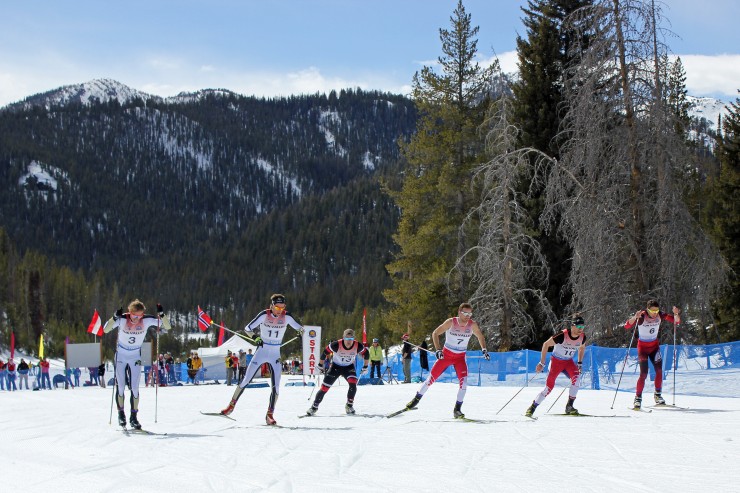 The start of the men's final at the 2015 SuperTour Finals in Sun Valley, Idaho. 