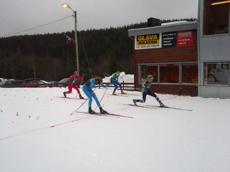 Hannah Halvorsen (Sugar Bowl Academy) winning the final at Norwegian Junior Sprint Nationals at Nes Skianlegg in Norway. (Photo: Björn Ilsemann)