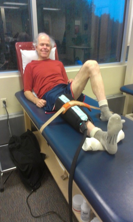 Wood undergoes physical therapy after his right-knee replacement. (Courtesy photo)